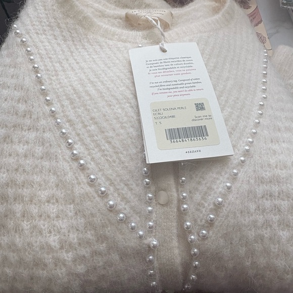 Sézane Solena Pearl White Cardigan! NWT! Size Small! - Picture 2 of 4